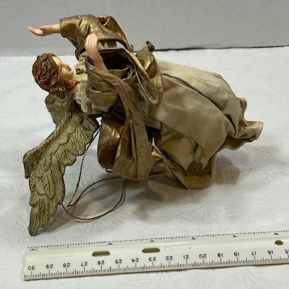 VTG Red Haired Guardian Angel Beige Gown Hanging Holiday Christmas Ornament 6" - Picture 6 of 11